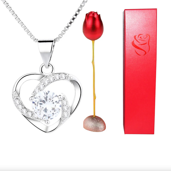 Collar Rosa Eterna – Un Amor que Nunca Muere